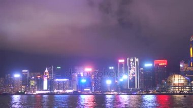 Cityscape Hong Kong, Çin şenlikli gece görünümü