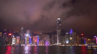 cityscape Hong Kong, Çin için büyüleyici gece görünümü