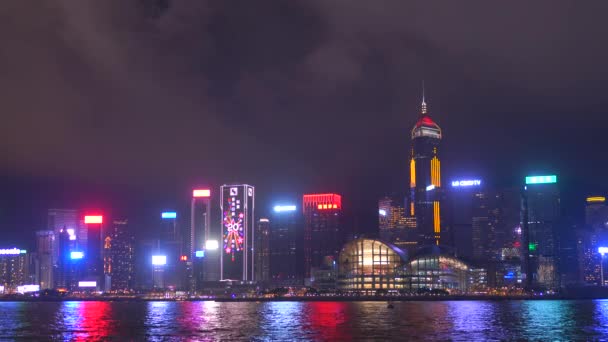 Vista Nocturna Festiva Del Paisaje Urbano Hong Kong China — Vídeos de Stock