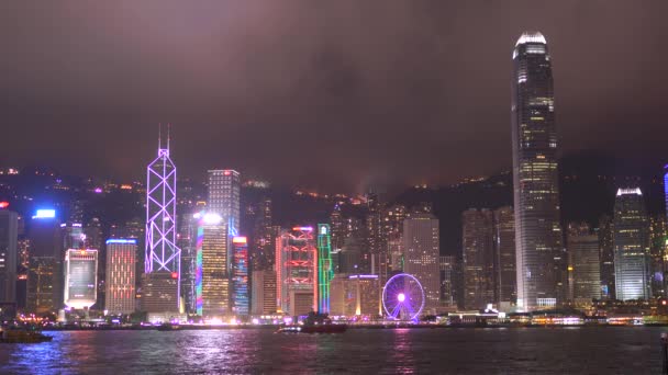 Fascinante Vista Nocturna Sobre Paisaje Urbano Hong Kong China — Vídeos de Stock