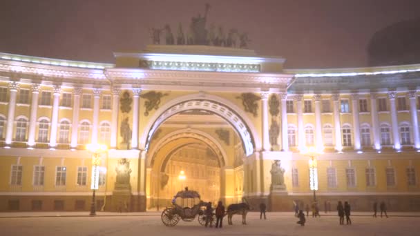 Festive Square Lighting Walking People Blizzard — Stock Video