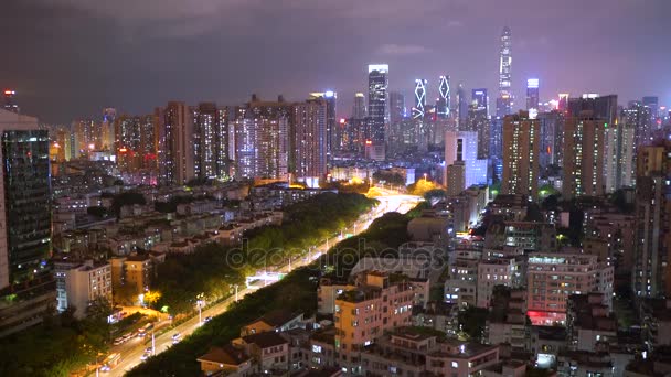 Erstaunliches Stadtpanorama Der Nacht Mit Prachtvoller Stadtbeleuchtung — Stockvideo