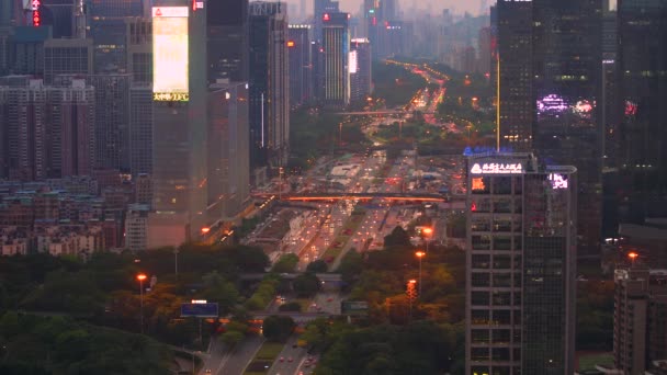 Güneş Doğmadan Önce Sabah Trafik Havadan Görünümü — Stok video