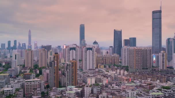 Güneş Doğmadan Önce Şehrin Havadan Görünümü — Stok video