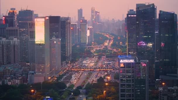 Aerial View Morning City Sunrise — Stock Video