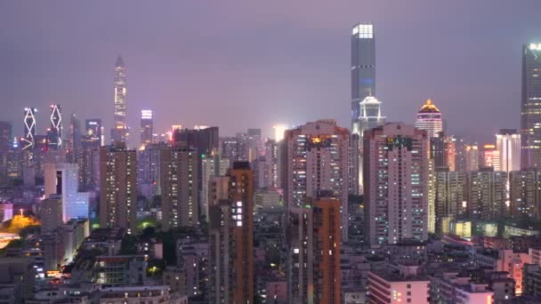 Observando Vista Cidade Iluminada Durante Noite — Vídeo de Stock