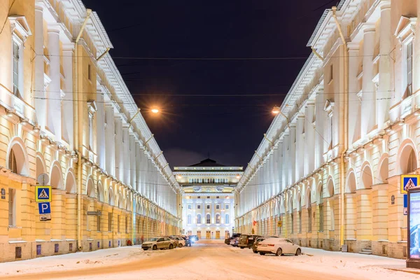 Nattvisning Belysta Palace Square Sankt Petersburg Ryssland — Stockfoto
