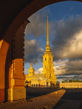 Ayrıntı viev binaların gün batımında, Saint-Petersburg, Rusya Federasyonu.