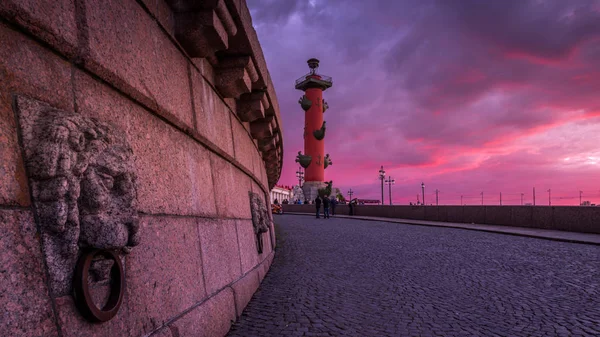 Rosztrális Oszlop Vasilievsky Island Saint Petersburg Oroszország — Stock Fotó