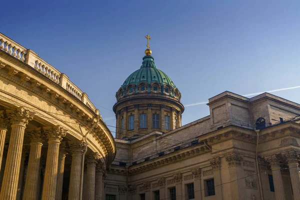 Pohled Zdola Kazaňská Katedrála Denní Saint Petersburg Rusko — Stock fotografie