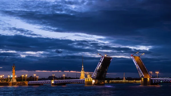 Вид Дворцовый Мост Петропавловскую Крепость Нева Санкт Петербург Россия — стоковое фото