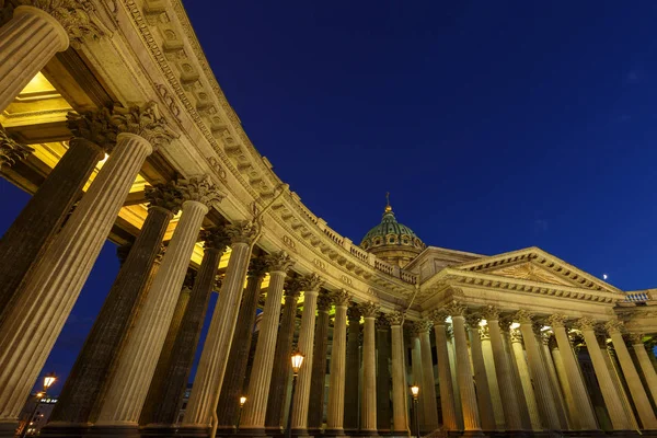 Vista Detallada Catedral Kazán Noche San Petersburgo Rusia — Foto de Stock
