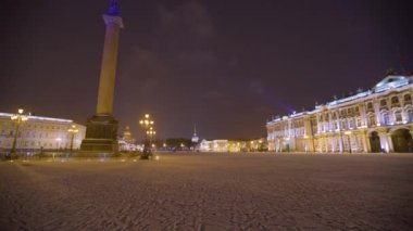 NightView ışıklı Palace Meydanı kışın, Saint-Petersburg, Rusya Federasyonu