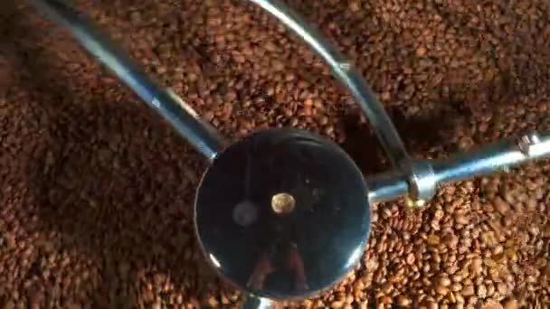 Visa Kaffe Rostning Maskin Roterande Knivar — Stockvideo
