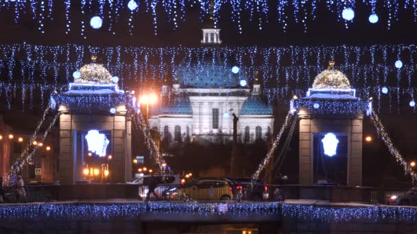 Vista Ravvicinata Del Ponte Lomonosov Nel Fiume Fontanka San Pietroburgo — Video Stock