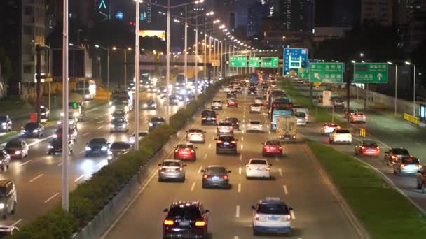 Vista Noturna Carros Movimento Diferentes Maneiras — Vídeo de Stock