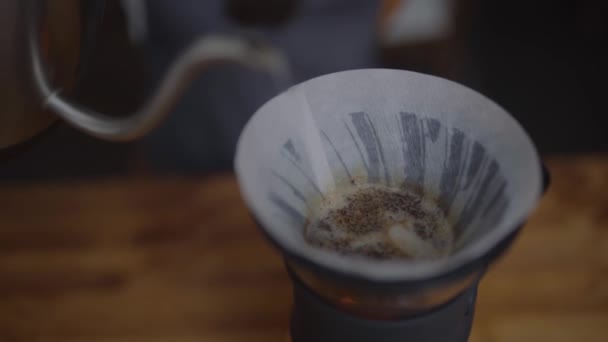 Weergave Van Koffie Infusie Filtratie Proces Sluit — Stockvideo