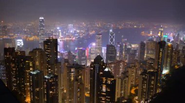 Doğal kenti fütüristik akşam, Hong Kong, Çin.