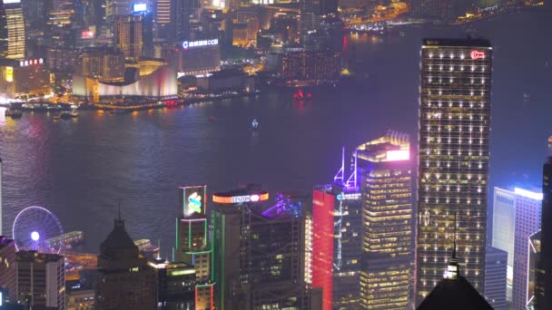 Schilderachtig Uitzicht Van Futuristische Stad Avond Hong Kong China — Stockvideo