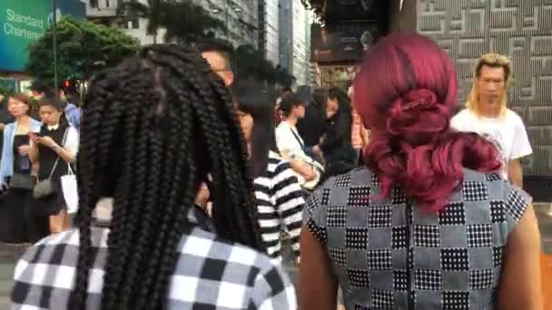 Hong Kong Chine Avril 2017 Les Piétons Marchent Dans Rue — Video
