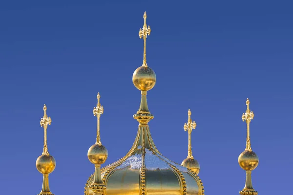 金色圆顶在凯瑟琳宫殿 Tsarskoye Selo 普希金 圣彼得堡 俄罗斯 — 图库照片