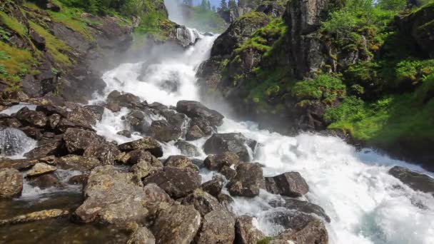 Prachtige Latefossen Waterval Noorwegen — Stockvideo