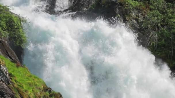 Prachtige Latefossen Waterval Noorwegen — Stockvideo