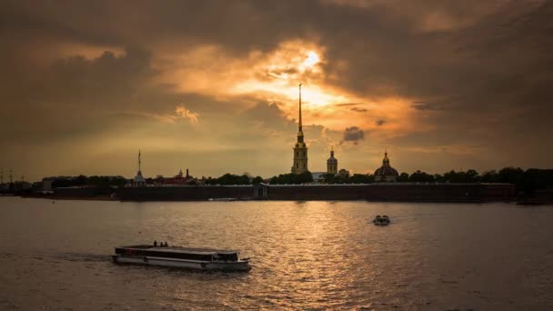 Visa Peter Och Paul Fästning Floden Neva Sankt Petersburg Ryssland — Stockvideo