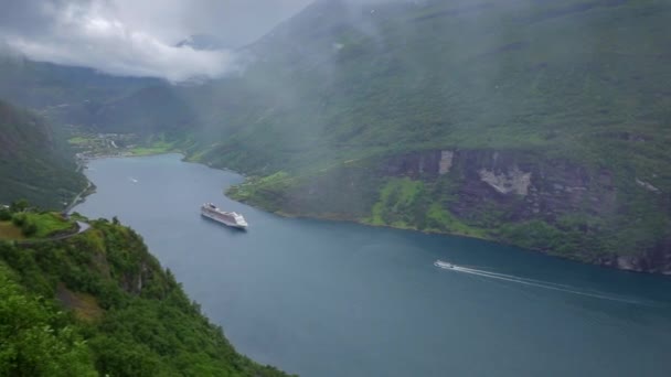 Panoramik Geiranger Fiyort Norveç — Stok video