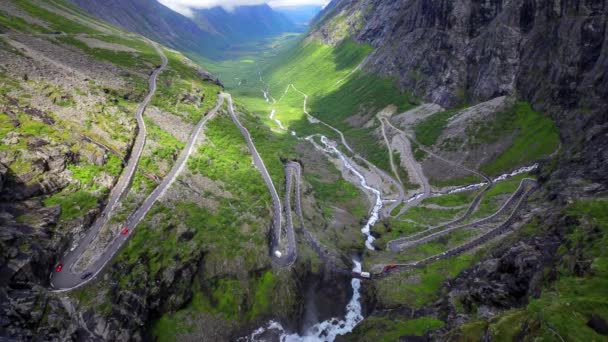 Trollstigen Серпантин Гірської Дороги Норвегія — стокове відео