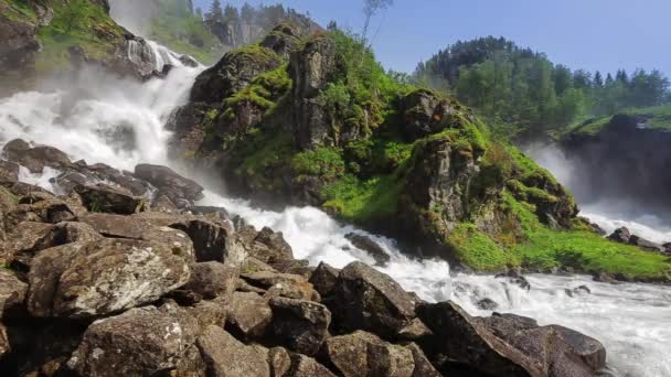 Hermosa Cascada Latefossen Noruega — Vídeos de Stock