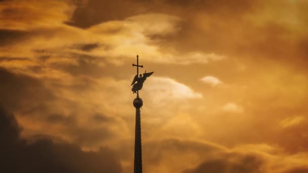 Engel Auf Der Spitze Der Peter Und Paulus Kathedrale Sankt — Stockvideo