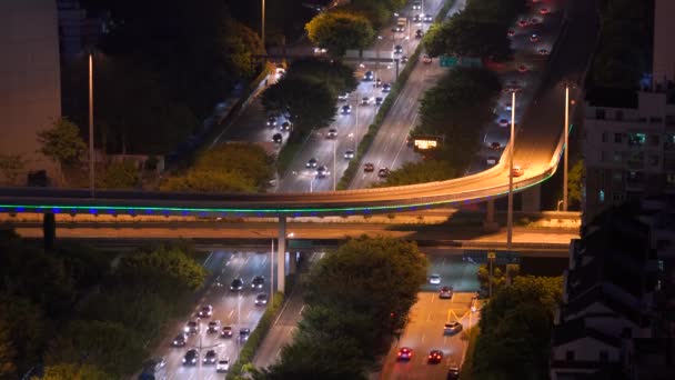 Shenzhen China Junio 2017 Tráfico Nocturno Por Carretera Shenzhen China — Vídeo de stock