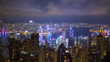 panoramik gece görünümünden tepe Victoria, Hong Kong, Çin Hong Kong