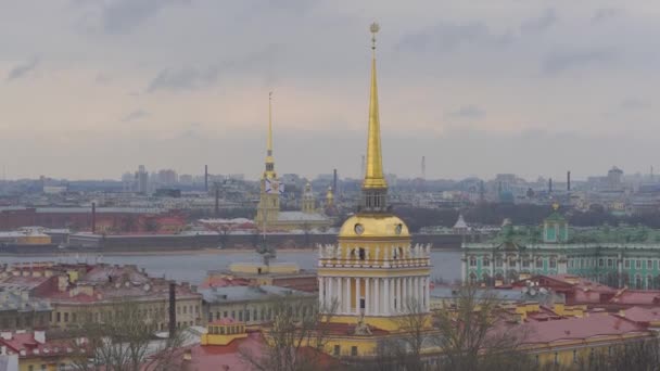 Кбайт Панорамний Вид Адміралтейства Петропавлівська Фортеця Санкт Петербург Російська Федерація — стокове відео