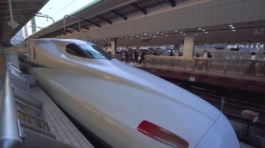 Tokyo, Japonya - 09 NOV 2019: 4 km 'de Tokyo tren istasyonunda Shinkansen mermi treni