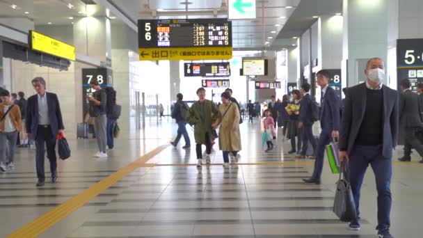 Osaka, Giappone - 11 NOV 2019: La gente alla stazione centrale di Osaka al rallentatore — Video Stock