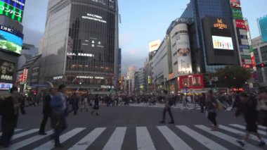 Tokyo, Japonya - NOV 10, 2019: şehrin işlek caddeleri. Shibuya alışveriş bölgesi.