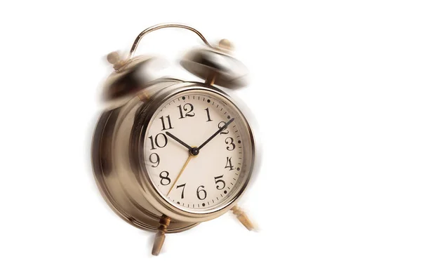 Reloj Despertador Vintage Metal Con Campanas Aisladas Sobre Fondo Blanco — Foto de Stock