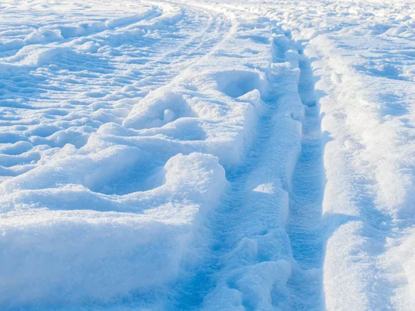 Many Tracks Tire Tracks Snow Snow Trails — Stock Photo, Image