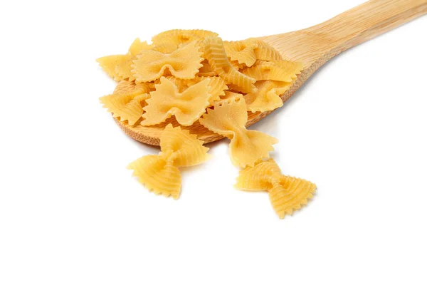 Pasta Durum Wheat Farfalle Bows Unprepared Raw Pasta Handmade Spoon — ストック写真