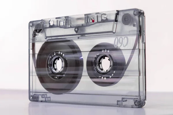 vintage old music cassette with film, with clean label isolated on white background, copy space, mock up