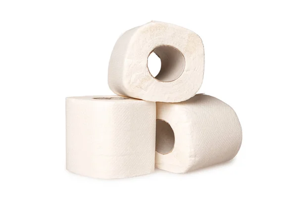 Toilet Paper Rolls Perforated Close White Background — 스톡 사진