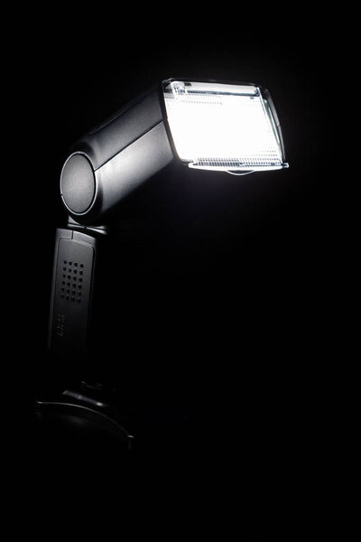 Flash while working on a dark background, photo equipment, external flash
