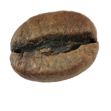 Yakından kavrulmuş kahve çekirdekleri - beyaz arka planda izole edilmiş makro