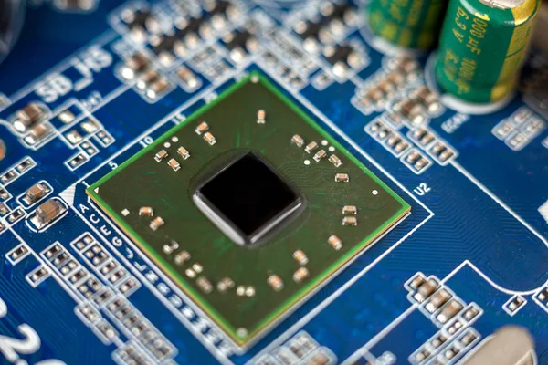 Chip Una Computadora Con Muchos Elementos Eléctricos Una Cpu Una — Foto de Stock