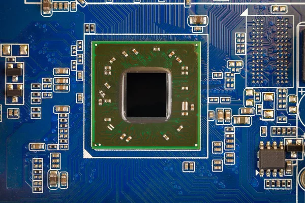 Chip Una Computadora Con Muchos Elementos Eléctricos Una Cpu Una — Foto de Stock