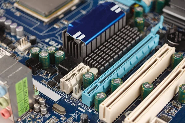 Pci Express Connector Motherboard Computer Close Video Card Connection — 스톡 사진