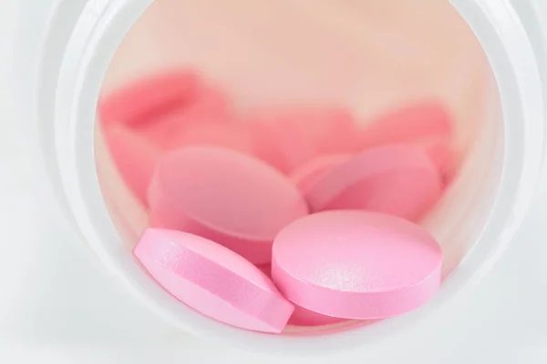 Píldoras Rosa Primer Plano Macro Medicamentos — Foto de Stock