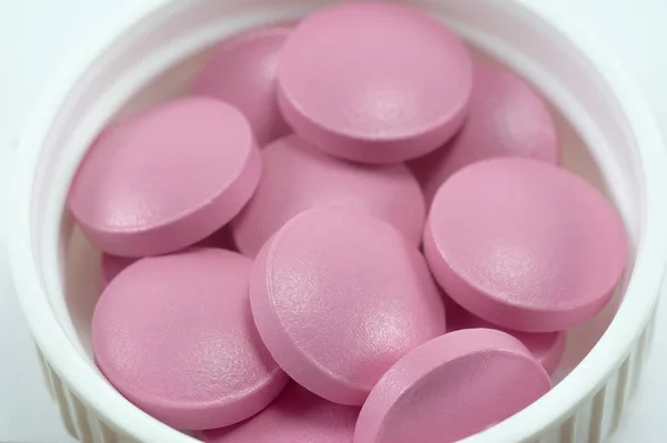 Pink Pills Close Macro Meds — ストック写真